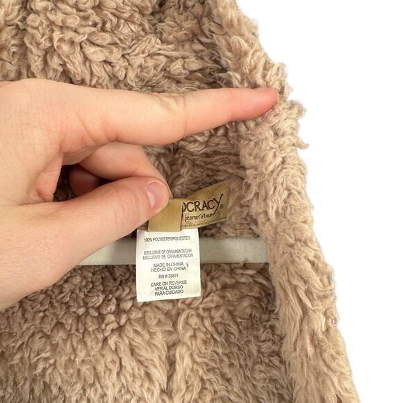 Democracy Brown Faux Suede Fur Open Front Vest Western Boho Womens Small - Picture 4 of 6